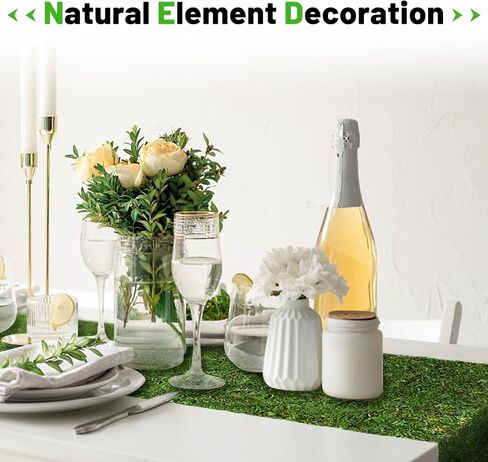 108'' x 16'' Dried Moss Table Runner Green Moss Sheet Roll for Crafts Preserved Moss Mat for Table Decoration Green Moss for Fairy Wedding Party Woodland Garden Decor in Saudi Arabia