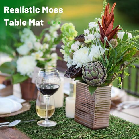 108'' x 16'' Dried Moss Table Runner Green Moss Sheet Roll for Crafts Preserved Moss Mat for Table Decoration Green Moss for Fairy Wedding Party Woodland Garden Decor in Saudi Arabia