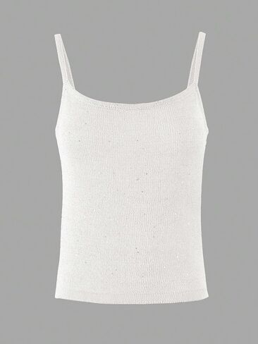 Shenhe Women's Y2K Sparkly Tank Top Crochet Crochet Treadlessed Sequin Beach Cover Up Crop Top Rave in Kuwait