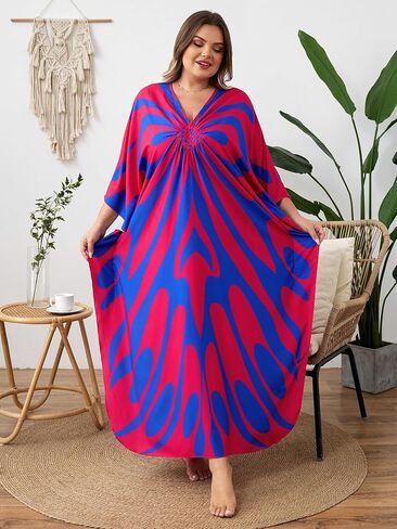 Kaftan Dress for Women - Plus Size Caftan Maxi Beach Dress Moo Moos Loungewear, Swimsuit Cover Up for Beach, Pool or Vacation in Kuwait