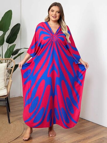 Kaftan Dress for Women - Plus Size Caftan Maxi Beach Dress Moo Moos Loungewear, Swimsuit Cover Up for Beach, Pool or Vacation in Kuwait