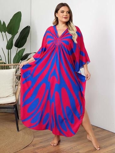 Kaftan Dress for Women - Plus Size Caftan Maxi Beach Dress Moo Moos Loungewear, Swimsuit Cover Up for Beach, Pool or Vacation in Kuwait
