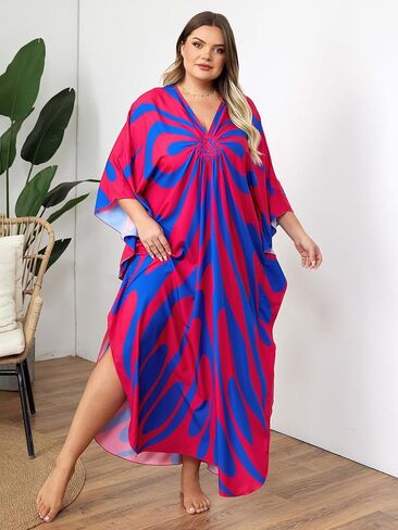 Kaftan Dress for Women - Plus Size Caftan Maxi Beach Dress Moo Moos Loungewear, Swimsuit Cover Up for Beach, Pool or Vacation in Kuwait