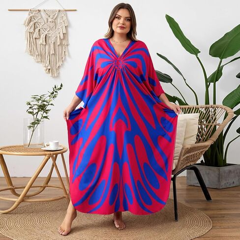 Kaftan Dress for Women - Plus Size Caftan Maxi Beach Dress Moo Moos Loungewear, Swimsuit Cover Up for Beach, Pool or Vacation in Kuwait