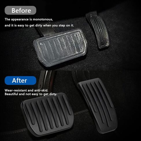 Foot Pedal Pads Set, Auto Aluminum Pedal Covers, Non-Slip Performance Accessories Pedal Covers, Car Accessories Brake & Accelerator Pedal Covers Fits for Model 3/Y (Black) in Saudi Arabia