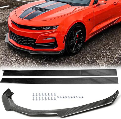 شفة مصد أمامية مع تنورة جانبية لـ Chevy Camaro 2016-2024 ، طراز 1LE ، Chevy Camaro SS Front Lip Splitter Spoiler & Side Skirt Kit Plane Plan in Saudi Arabia