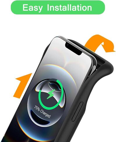 Wireless Charging Case for iPhone 16 Plus, 12000mAh High Capacity Portable Rechargeable Battery Case Qi Wireless Charging with iPhone 16 Plus(6.7 inch) Extended Battery Charger Case (Black) in Kuwait