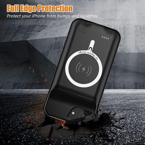 Wireless Charging Case for iPhone 16 Plus, 12000mAh High Capacity Portable Rechargeable Battery Case Qi Wireless Charging with iPhone 16 Plus(6.7 inch) Extended Battery Charger Case (Black) in Kuwait