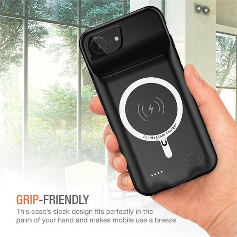 Wireless Charging Case for iPhone 16 Plus, 12000mAh High Capacity Portable Rechargeable Battery Case Qi Wireless Charging with iPhone 16 Plus(6.7 inch) Extended Battery Charger Case (Black) in Kuwait