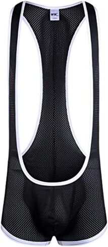 Men's Mesh Jockstrap Bodysuit Sexy Leotard Wrestling Singlet Jumpsuit Bulge Pouch Underwear in Saudi Arabia