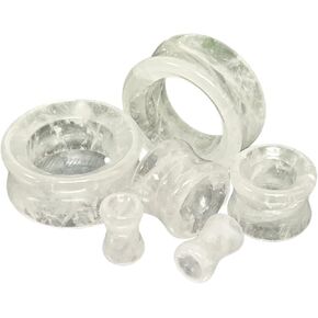 PAIR of Stunning Clear Quartz Organic Stone Tunnels - Gauges - Plugs - Body Jewelry in Kuwait