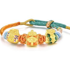CHOW SANG SANG 999 24K Solid Gold Auspicious Omamori Amulet Charm Trio Bracelet Jewelry Set for Women 19cm 93821C 93822C 93826C in Saudi Arabia