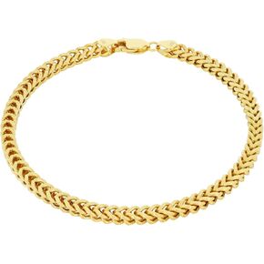 Nuragold 14k Real Yellow Gold Franco Square 3mm Box Chain Wheat Chain Bracelet (7"-9") Italian Jewelry for Men & Women in Saudi Arabia