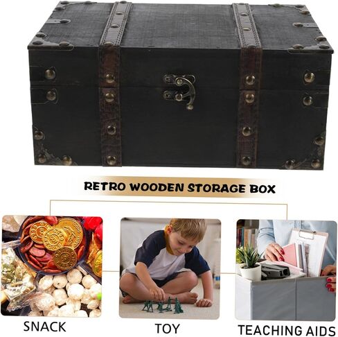 Cabilock Keepsake Box Decorative Retro Trinket Storage Chest with Lid for Jewelry Rings Earrings and More Compact Wood Treasure Box for Home Decor and Organizing in Saudi Arabia