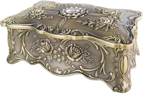 Gift for Women Jewelry Boxes Jewellery Boxes Metal Retro Multifution Jewelry Organiser European Style Diamond Creative Double Layer Jewellery Chest New Year Presents in Saudi Arabia
