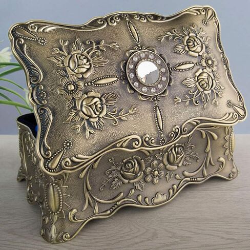 Gift for Women Jewelry Boxes Jewellery Boxes Metal Retro Multifution Jewelry Organiser European Style Diamond Creative Double Layer Jewellery Chest New Year Presents in Saudi Arabia