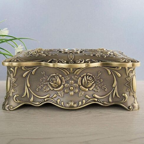 Gift for Women Jewelry Boxes Jewellery Boxes Metal Retro Multifution Jewelry Organiser European Style Diamond Creative Double Layer Jewellery Chest New Year Presents in Saudi Arabia