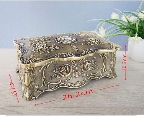 Gift for Women Jewelry Boxes Jewellery Boxes Metal Retro Multifution Jewelry Organiser European Style Diamond Creative Double Layer Jewellery Chest New Year Presents in Saudi Arabia