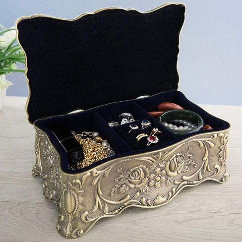 Gift for Women Jewelry Boxes Jewellery Boxes Metal Retro Multifution Jewelry Organiser European Style Diamond Creative Double Layer Jewellery Chest New Year Presents in Saudi Arabia