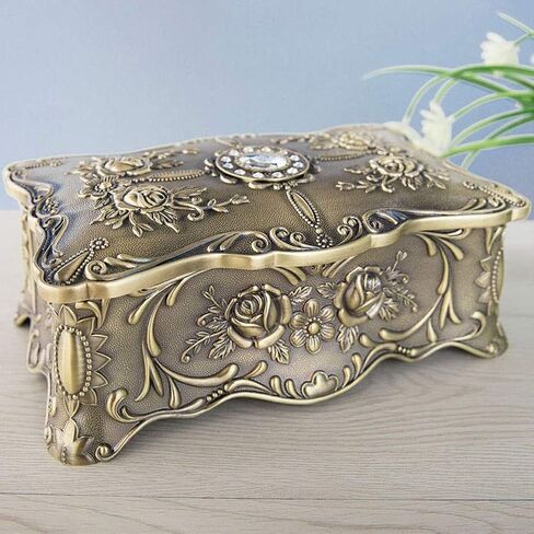 Gift for Women Jewelry Boxes Jewellery Boxes Metal Retro Multifution Jewelry Organiser European Style Diamond Creative Double Layer Jewellery Chest New Year Presents in Saudi Arabia