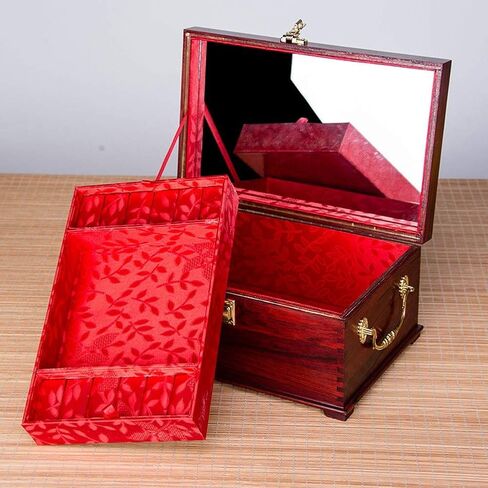 Jewelry Storage Box Gift for Women Jewelry Box Password Showcase Classic Vintage Portable Double Layer Versatile with Mirror Storage Box for Ring Bracelet in Saudi Arabia