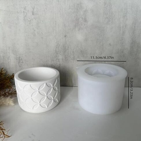 Round Vintage Pattern Concrete Flower Pot Silicone Mold Plaster Succulent Planter Vase Mold Candle Pen Holder Epoxy Resin Cement Clay Mould in Kuwait