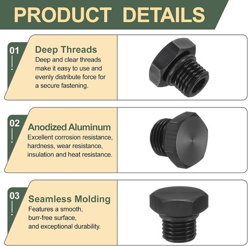 ميناء Harfington Plug 4AN MALE MALE SROP PITTING ADAPTER Aluminium Block of CAP OFF CAP مع NBR Rubber O-Ring Seal لسائل مياه وقود زيت السيارة ، الأسود in Kuwait