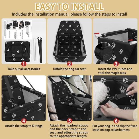 PetsHome مقعد سيارة للكلاب قابل للطي مقعد سيارة معزز مقاوم للماء وجيد التهوية حقيبة سفر أكسفورد للكلاب الصغيرة والمتوسطة والجراء والحيوانات الأليفة بنمط وردي in Kuwait