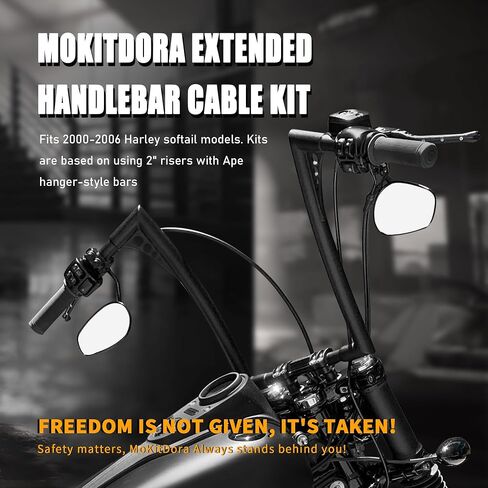 MoKitDora Softail 16 بوصة مقود ممتد CAN-bus سلك قابض خنق كابلات ومجموعات تسخير إشارة الانعطاف لـ 2000-2006 Harley FXS FLS Heritage Springer Deluxe، كروم in Saudi Arabia
