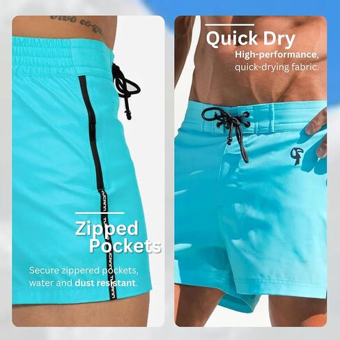 Tucann Men's Trunks 3" Compression Liner Quick Dry Zipper Pocket Chlorine Resistan 4 Way Stretch Solid Swim Shorts for Men in Kuwait