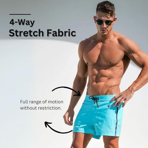 Tucann Men's Trunks 3" Compression Liner Quick Dry Zipper Pocket Chlorine Resistan 4 Way Stretch Solid Swim Shorts for Men in Kuwait