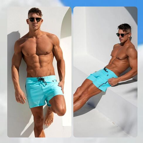 Tucann Men's Trunks 3" Compression Liner Quick Dry Zipper Pocket Chlorine Resistan 4 Way Stretch Solid Swim Shorts for Men in Kuwait