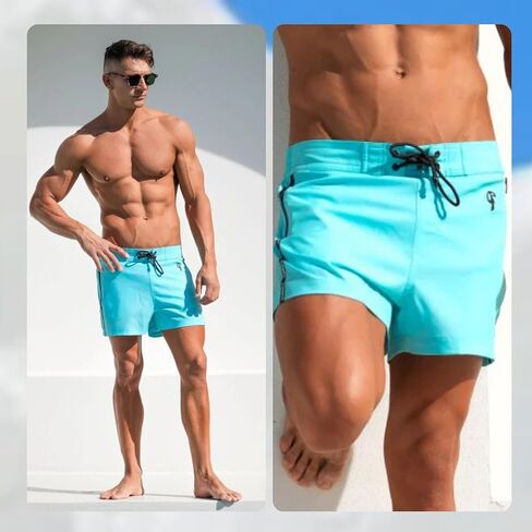 Tucann Men's Trunks 3" Compression Liner Quick Dry Zipper Pocket Chlorine Resistan 4 Way Stretch Solid Swim Shorts for Men in Kuwait