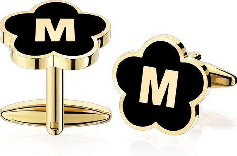 Gold Initail Cuff Links for Mens French Cuff Drsee Shirts,26 Alphabet Stainless Steel Cufflinks for Men, Business Wedding Shirts A-Z in Kuwait