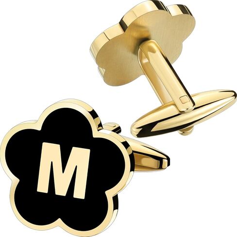 Gold Initail Cuff Links for Mens French Cuff Drsee Shirts,26 Alphabet Stainless Steel Cufflinks for Men, Business Wedding Shirts A-Z in Kuwait