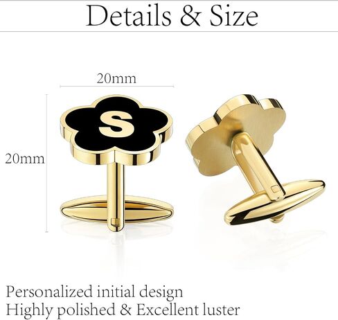 Gold Initail Cuff Links for Mens French Cuff Drsee Shirts,26 Alphabet Stainless Steel Cufflinks for Men, Business Wedding Shirts A-Z in Kuwait