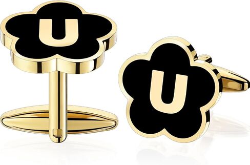 Gold Initail Cuff Links for Mens French Cuff Drsee Shirts,26 Alphabet Stainless Steel Cufflinks for Men, Business Wedding Shirts A-Z in Kuwait