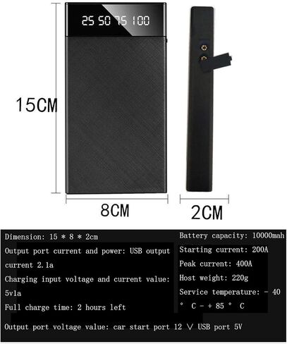 10000Mah External Battery Pack Car Emergency Starting Power for Capacity Bank Compatible Charger Banks Led Lights (5 Pieces) White (Black) in Saudi Arabia