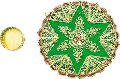 Set of 5 Decorative Mat Rangoli with T-Light Candle Holder Stand for Indian Traditional Festival Decorations (Red,Yellow,Orange,Green, Pink) Made up of Golden Embrodaries for Gifting Idea(Size:-6") in Saudi Arabia