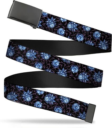 حزام مشبك Rick و Morty Belt ، Flip Web Belt Rick و Morty Electric Face Blude Blues ، وعرضه 1.5 بوصة ، ويناسب بحجم 42 in Saudi Arabia
