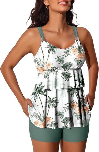 Summer Mae Women's Tankini Swimsuits with Shorts Ruffled Tummy Control Bathing Suits Modest 2025 Swimwear in Saudi Arabia