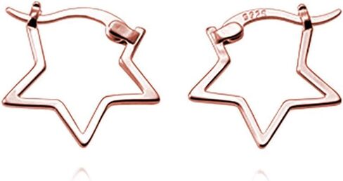 REFFEER SOLID 925 Sterling Silver Minimalist Star Hoop أقراط للنساء المراهقات Star Huggie أقراط طوق in Saudi Arabia