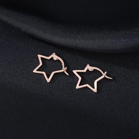 REFFEER SOLID 925 Sterling Silver Minimalist Star Hoop أقراط للنساء المراهقات Star Huggie أقراط طوق in Saudi Arabia
