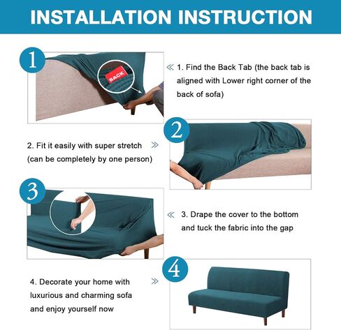 Flamingo P Stretch Armless Futon Covers - Full Queen Futon Couch Covers Slipcover - Soft Thick Jacquard Washable, Sage in Saudi Arabia