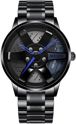 ساعة رياضية للرجال 3D جوفاء تصميم العجلات الفولاذ المقاوم للصدأ ساعة المياه برهة مقدمة الساعات in Kuwait