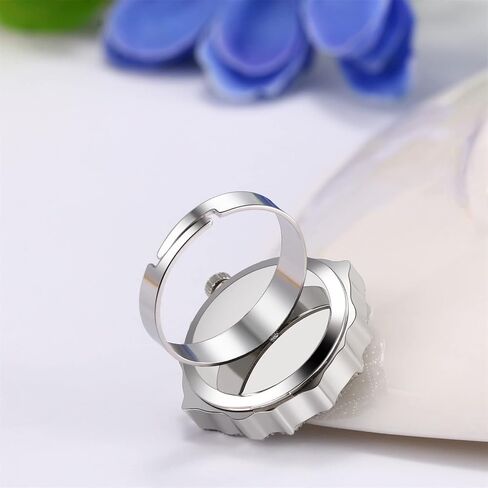 JewelryWe Novelty Finger Watch Classic Gold Silver Plated Round Quartz Adjustable Open Band Rings Watches for Men Women in Saudi Arabia
