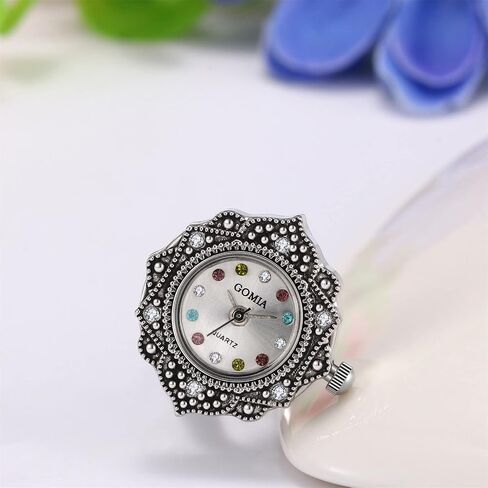 JewelryWe Novelty Finger Watch Classic Gold Silver Plated Round Quartz Adjustable Open Band Rings Watches for Men Women in Saudi Arabia