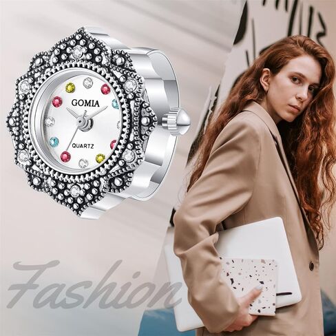 JewelryWe Novelty Finger Watch Classic Gold Silver Plated Round Quartz Adjustable Open Band Rings Watches for Men Women in Saudi Arabia