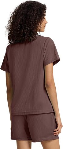 Sioro Button Down Pajamas مجموعة للنساء بأكمام قصيرة من ملابس النوم خفيفة الوزن وافل شورت صالة ملاءات ليلية in Kuwait
