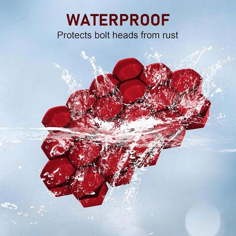 20PCS Car Lug Nut Covers, 17 mm Hexagonal Center Bolt Caps, Rust-proof Hub Bolt Head Protector, External Rim Nut Protective Covers with Removal Clips, Suitable for Most Vehicles (Red) in Saudi Arabia